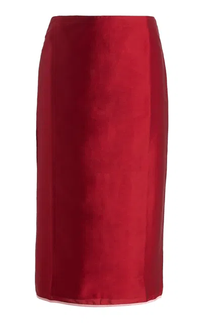 Marlies Grace Exclusive Celeste Taffeta Midi Skirt In Red