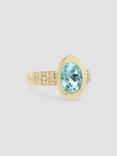 Marlo Laz Women's Minerva Anjuli 14k Yellow Gold, Aquamarine & 2.2 Tcw Diamond Ring