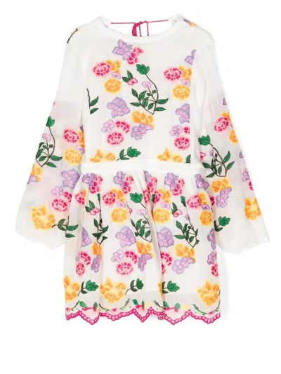 Marlo Lily Floral-embroidered Dress In White