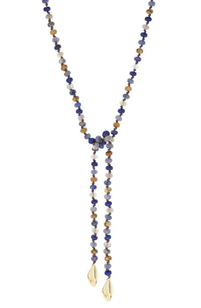 Marlyn Schiff Remy Lariat Necklace In Gold Lapis