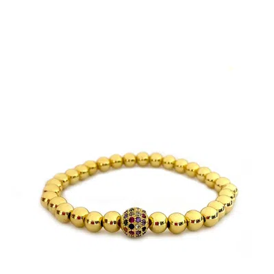 Marlyn Schiff Women's Beaded Ball Bracelet With Disc In Gold-rainbow In Multi