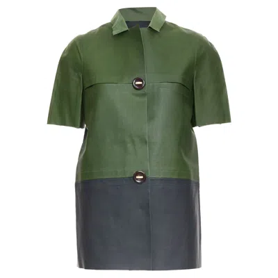 Pre-owned Marni 2012 Calf Leather Rounded Coat In Green