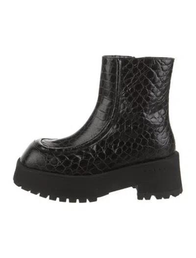 Pre-owned Marni Alligator Animal Print Boots In Black