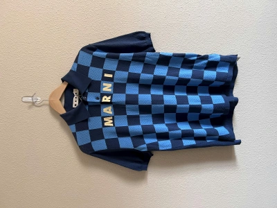 Pre-owned Marni Athletic Knit Checkerboard Jersey In Blue