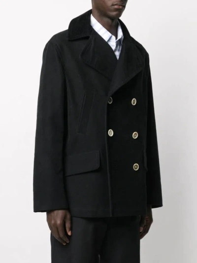 Pre-owned Marni Aw20  Double Breasted Suede Cotton Coat 50 In Black