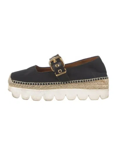 Pre-owned Marni Canvas Grosgrain Trim Pumps In Blue/neutrals