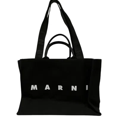 Pre-owned Marni Canvas Shopping Tote Bag In Black