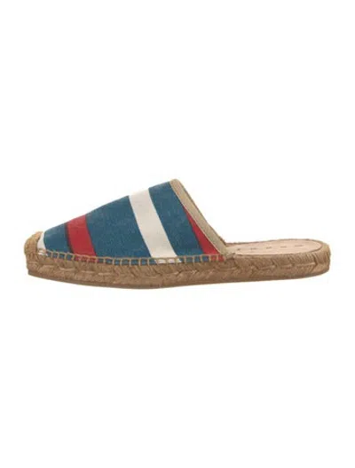 Pre-owned Marni Canvas Striped Espadrilles In Blue