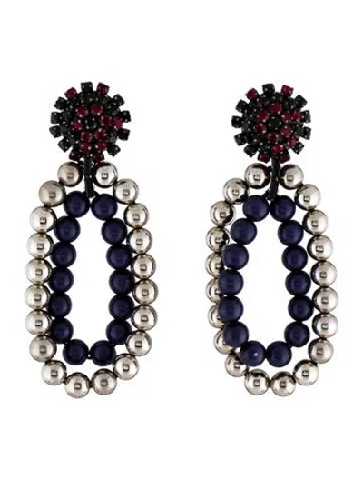 Pre-owned Marni Crystal & Bead Clip-on Drop Earrings In Multicolor