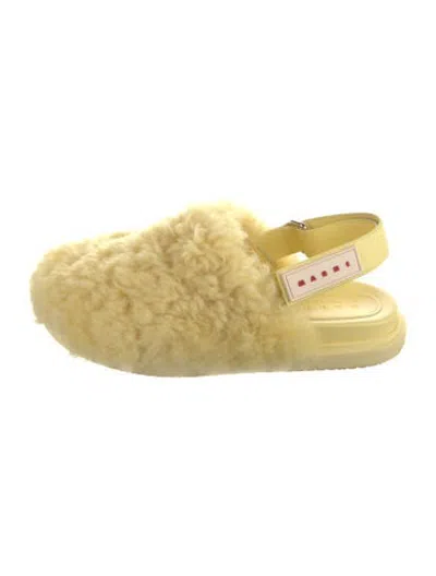 Pre-owned Marni Faux Fur Slippers In Yellow