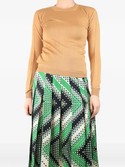 Pre-owned Marni Fine-knit Silk Sweater In Neutrals