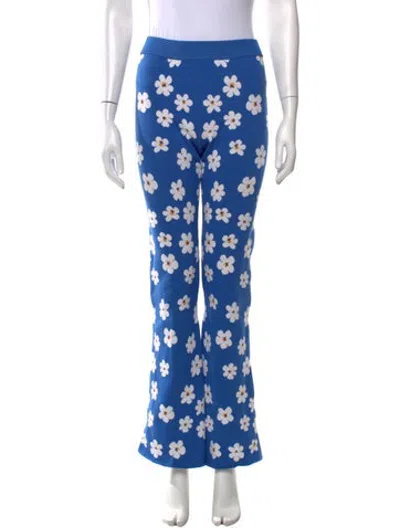 Pre-owned Marni Floral Print Flared Pants In Blue