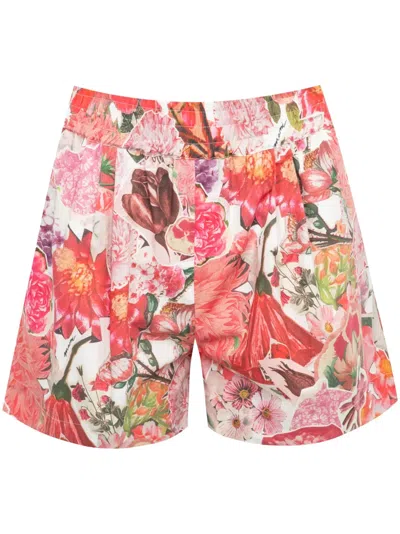 Marni Floral-print Twill Shorts In Pink