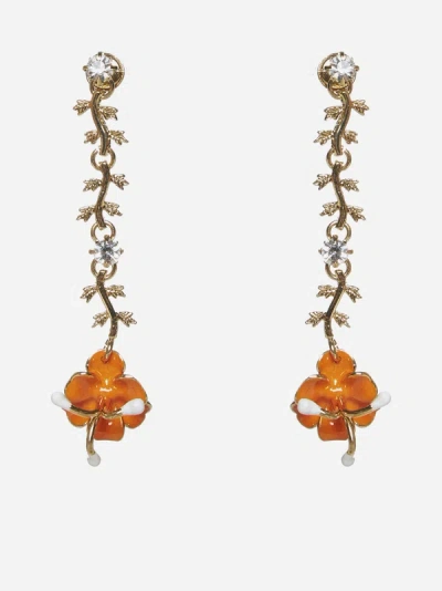 Marni Flowers Earrings In Gold,orange