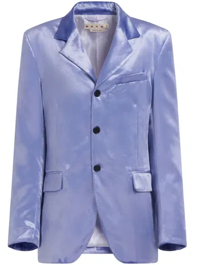 Marni Gima Single-breasted Satin Blazer In Ultra Violet