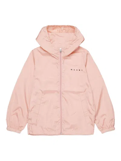 Marni Kids' Hooded Zip-up Jacket In Pink