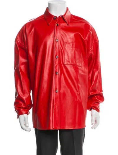 Pre-owned Marni Lamb Leather Overcoat In Red