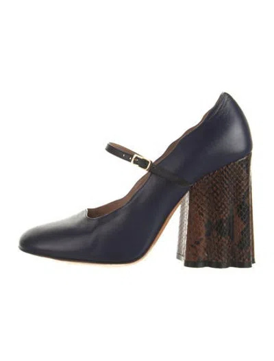 Pre-owned Marni Leather Animal Print Pumps In Blue