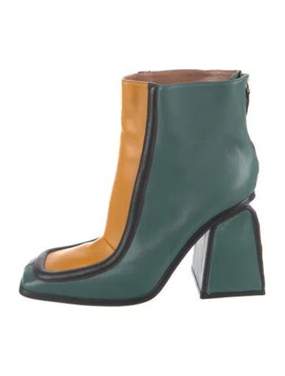 Pre-owned Marni Leather Colorblock Pattern Boots In Green