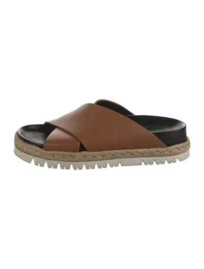 Pre-owned Marni Leather Slides In Brown