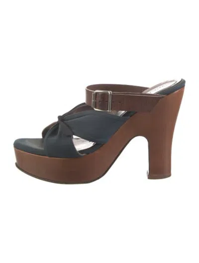 Pre-owned Marni Leather Slides In Brown