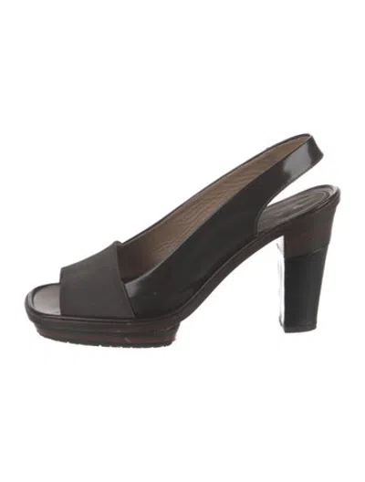 Pre-owned Marni Leather Slingback Pumps In Black/brown