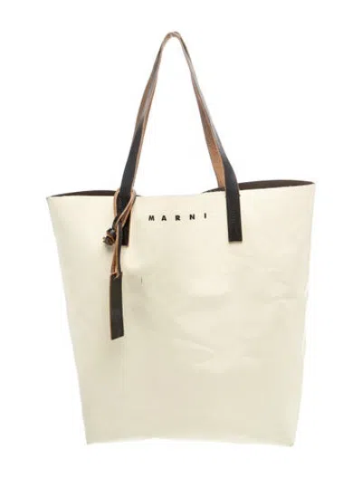 Pre-owned Marni Leather Tote In Neutrals