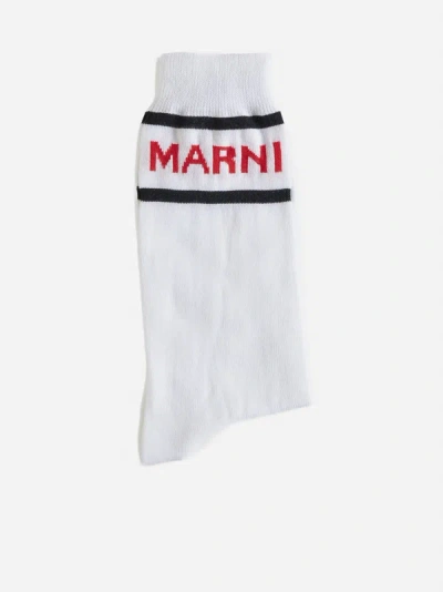 Marni Logo Cotton-blend Socks In White