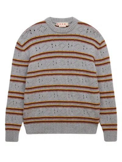 Marni Men's 100% Cashmere Knit Sweater In Grey