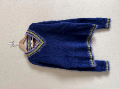 Pre-owned Marni Mohair Mixed Yarn V-neck Sweater In Blue