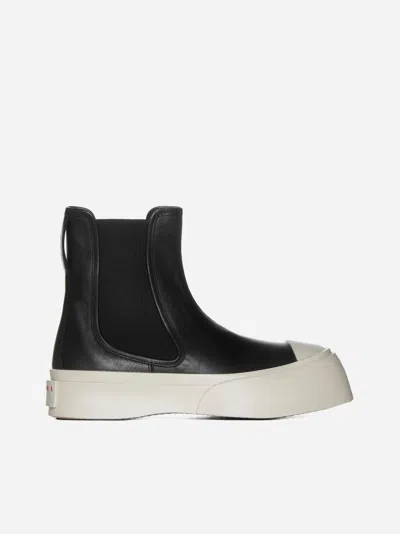 Marni Pablo Chelsea Leather Boots In Black