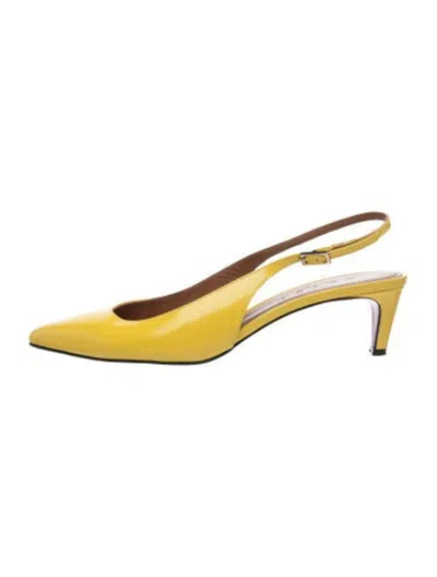 Pre-owned Marni Patent Leather Slingback Pumps In Yellow