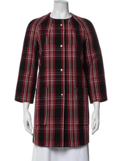 Pre-owned Marni Plaid Print Coat In Red