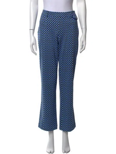 Pre-owned Marni Plaid Print Flared Pants In Blue