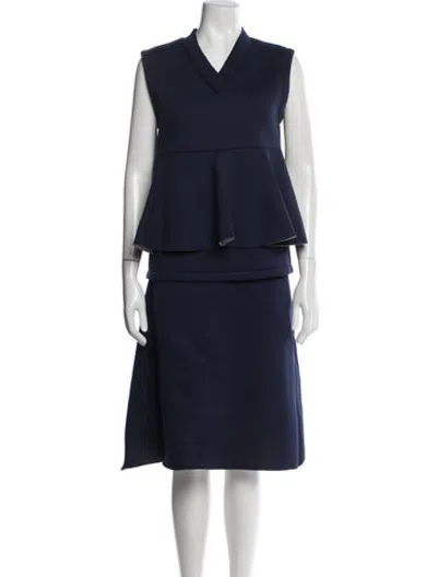 Pre-owned Marni Pleated Accents Skirt Set In Blue