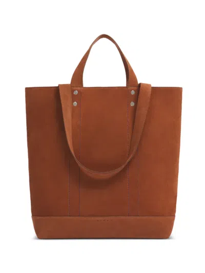 Marni Rivet-embellished Suede Tote Bag In ブラウン