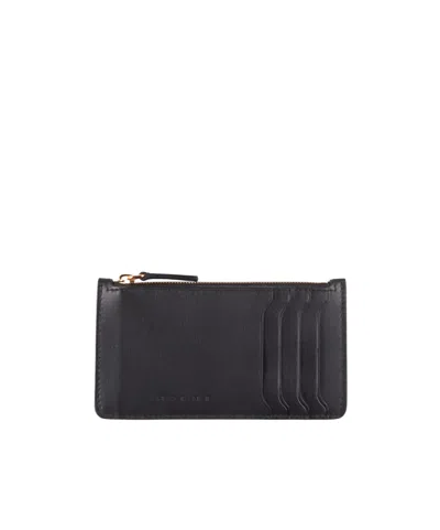 Marni Solid-color Leather Card Holder In Black