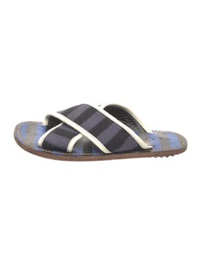 Pre-owned Marni Striped Slides In Blue