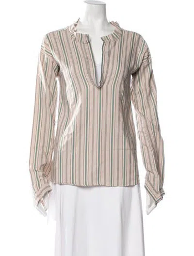 Pre-owned Marni Striped V-neck Blouse In Neutrals