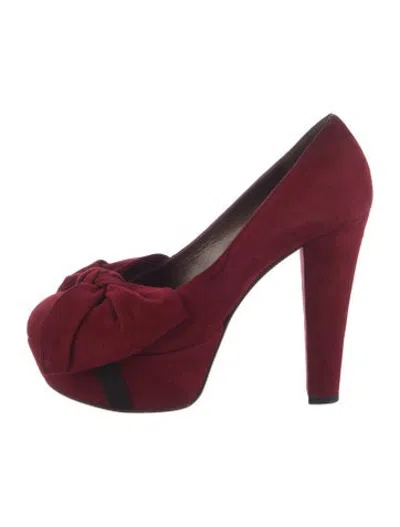 Pre-owned Marni Suede Bow Accents Pumps In Red