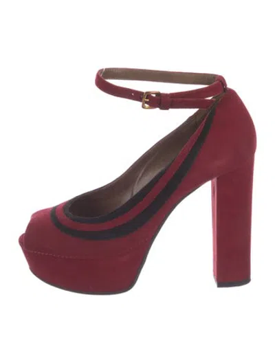 Pre-owned Marni Suede Pumps In Burgundy