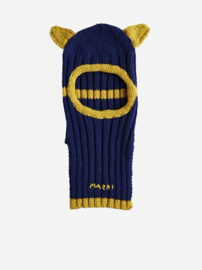 Marni Teddy Wool Balaclava In Marine Blue