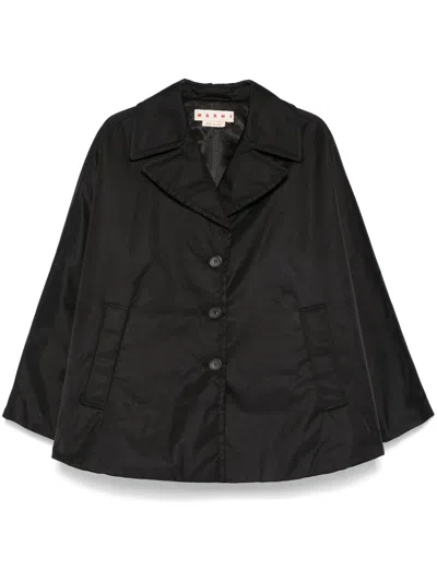 Marni Twill Jacket With Button Fastening For Women In Black