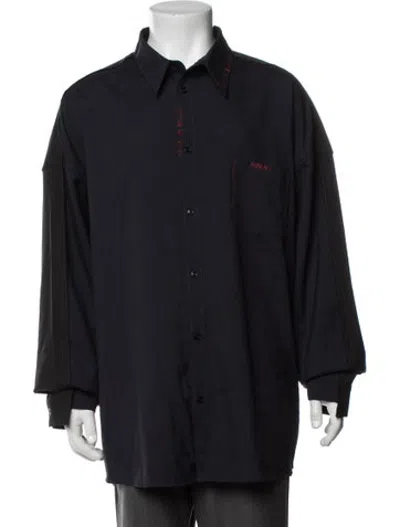 Pre-owned Marni Virgin Wool Long Sleeve Shirt W/ Tags In Blue