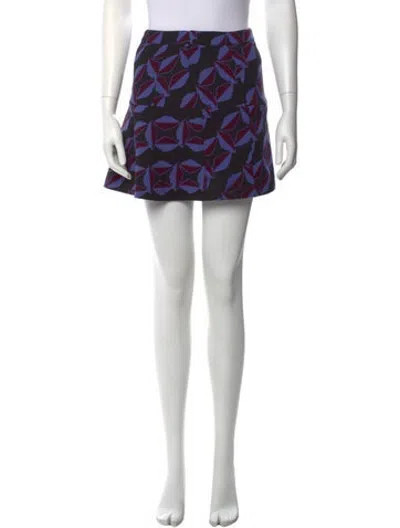 Pre-owned Marni Virgin Wool Mini Skirt In Black/purple