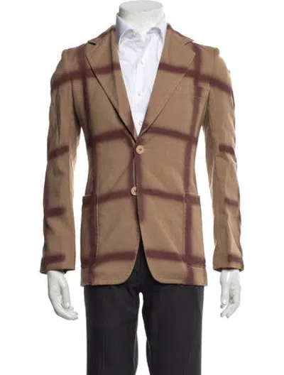 Pre-owned Marni Virgin Wool Plaid Print Blazer In Brown