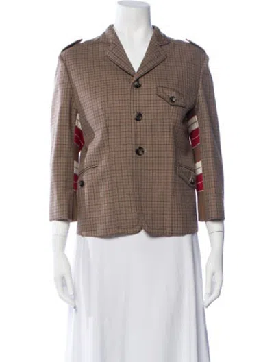 Pre-owned Marni Virgin Wool Plaid Print Blazer In Brown