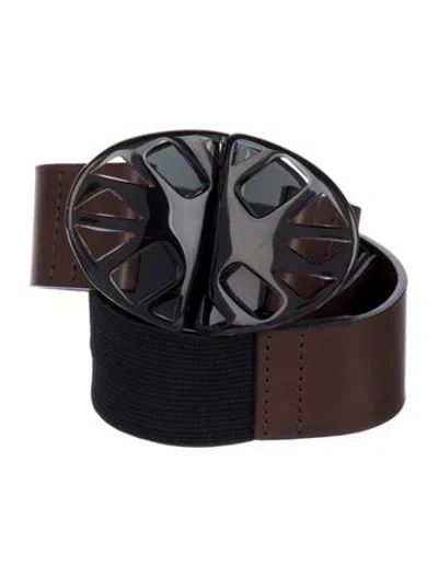 Pre-owned Marni Wide Leather Waist Belt In Brown