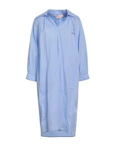 Marni Woman Midi Dress Light Blue Size 12 Cotton