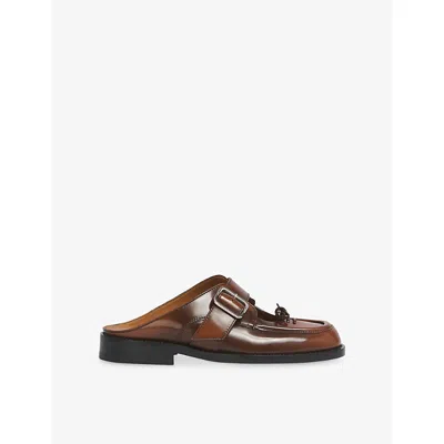 Marni Womens Bambi Buckle Leather Sabot Mules Zp286 Eur 38/5 Uk